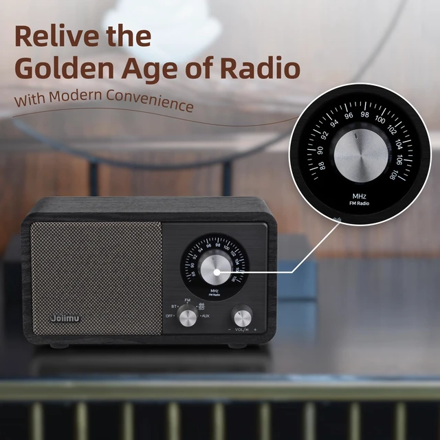 Alt view image 3 of 7 - Vintage FM Radio Bluetooth Speaker for Home Office Kitchen Decor Excellent Sound, Good Reception, Compact size, Built in White Noise, Built in 2600mah Rechargeable Battery