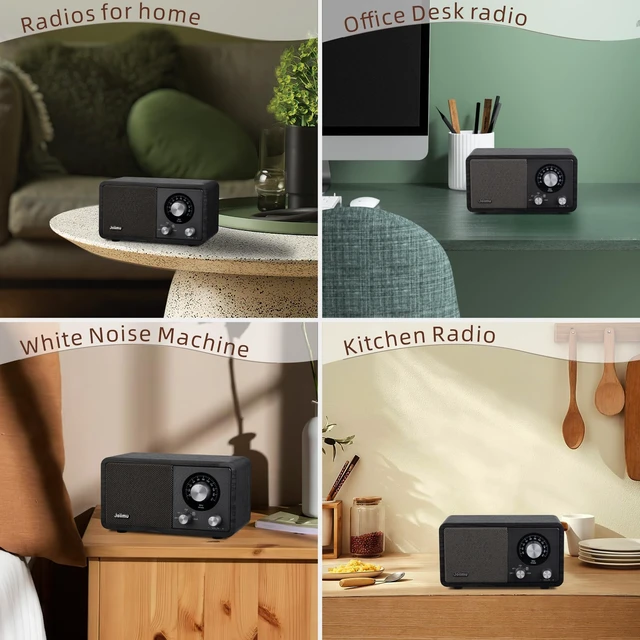 Alt view image 6 of 7 - Vintage FM Radio Bluetooth Speaker for Home Office Kitchen Decor Excellent Sound, Good Reception, Compact size, Built in White Noise, Built in 2600mah Rechargeable Battery