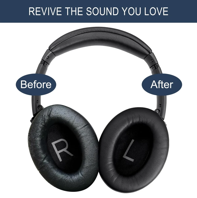 Alt view image 5 of 7 - Ear Pads Replacement for Bose QC45 & QC SE & QC Wireless - Black for (QuietComfort 45/Quiet Comfort SE/Quiet Comfort Wireless) Over-Ear Headphones - Premium Protein Leather