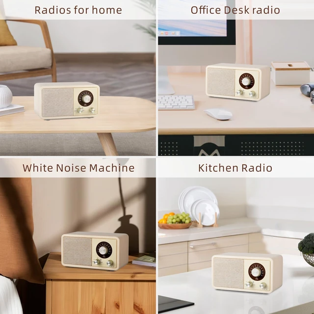 Alt view image 6 of 7 - Vintage Portable Radio with Bluetooth Speaker for Home Office Decor Excellent Sound, Good Reception, Compact size, Built in White Noise, Built in 2600mah Rechargeable Battery