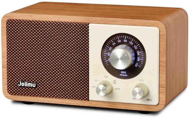 Main image of Vintage FM Radio Bluetooth Speaker for Home Office Kitchen Decor Excellent Sound, Good Reception, Compact size, Built in White Noise, Built in 2600mah Rechargeable Battery