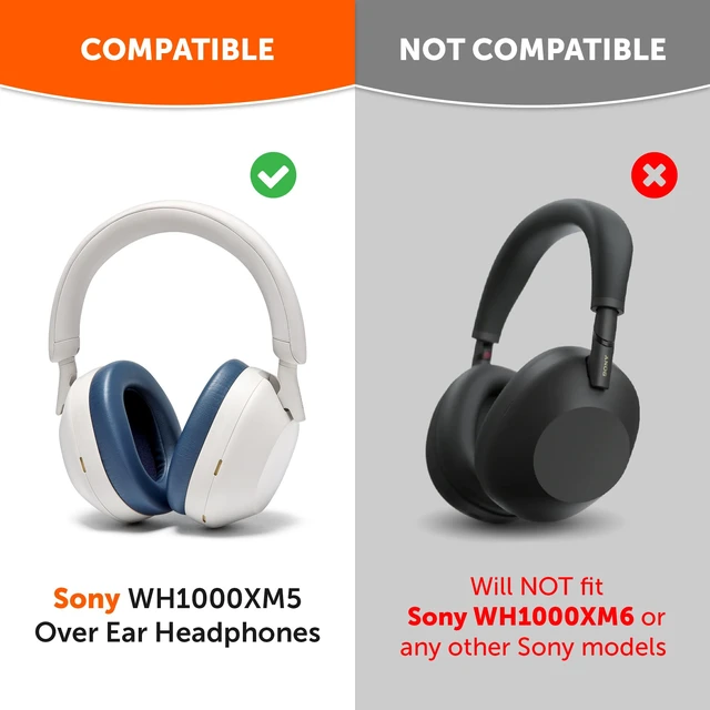 Alt view image 2 of 7 - PadZ XM5 - Premium Replacement Earpads Compatible with Sony WH-1000XM5 Made by Wicked Cushions Soft PU Leather, Extra Thick, Noise-Isolating Memory Foam Blue