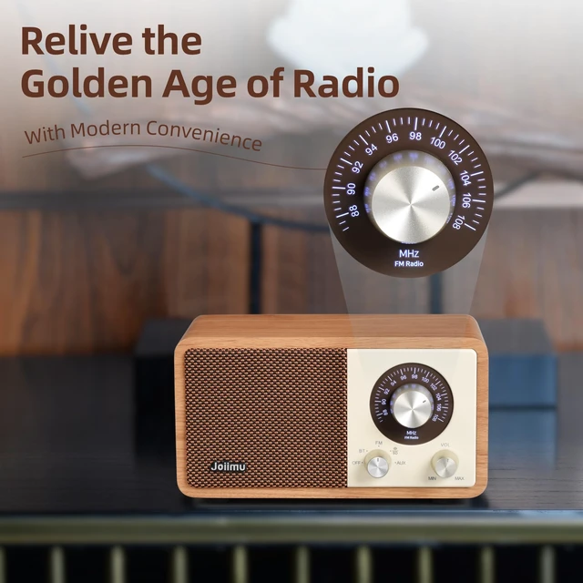 Alt view image 3 of 7 - Vintage FM Radio Bluetooth Speaker for Home Office Kitchen Decor Excellent Sound, Good Reception, Compact size, Built in White Noise, Built in 2600mah Rechargeable Battery