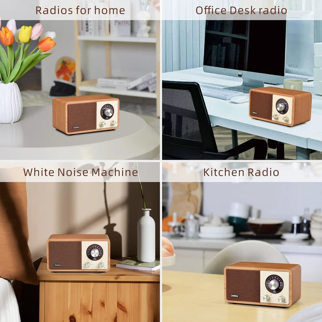 Alt view image 6 of 7 - Vintage FM Radio Bluetooth Speaker for Home Office Kitchen Decor Excellent Sound, Good Reception, Compact size, Built in White Noise, Built in 2600mah Rechargeable Battery