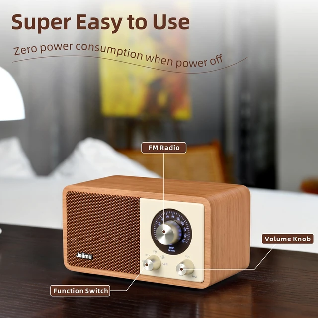 Alt view image 7 of 7 - Vintage FM Radio Bluetooth Speaker for Home Office Kitchen Decor Excellent Sound, Good Reception, Compact size, Built in White Noise, Built in 2600mah Rechargeable Battery