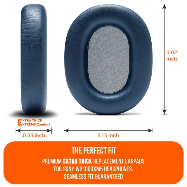 Alt view image 5 of 7 - PadZ XM5 - Premium Replacement Earpads Compatible with Sony WH-1000XM5 Made by Wicked Cushions Soft PU Leather, Extra Thick, Noise-Isolating Memory Foam Blue
