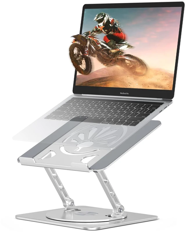 Main image of Adjustable Rotating Laptop Stand for Desk, Aluminum Riser, Silver Ergonomic Viewing Height, Stable Aluminum, Fits MacBook Pro/Air, Dell, HP & Lenovo Laptops up to 16", Ideal for Home & Office