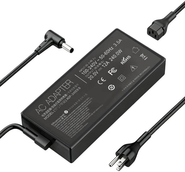 Main image of 240W Gaming Laptop Charger for ASUS ROG Zephyrus TUF Strix Series 6.0x3.7mm Replacement Power Adapter Fit G14 G15 G16 M16 TUF A15 F15 F17 A17 Strix G15 G17 G16 Scar 15 17 laptop ac adapter