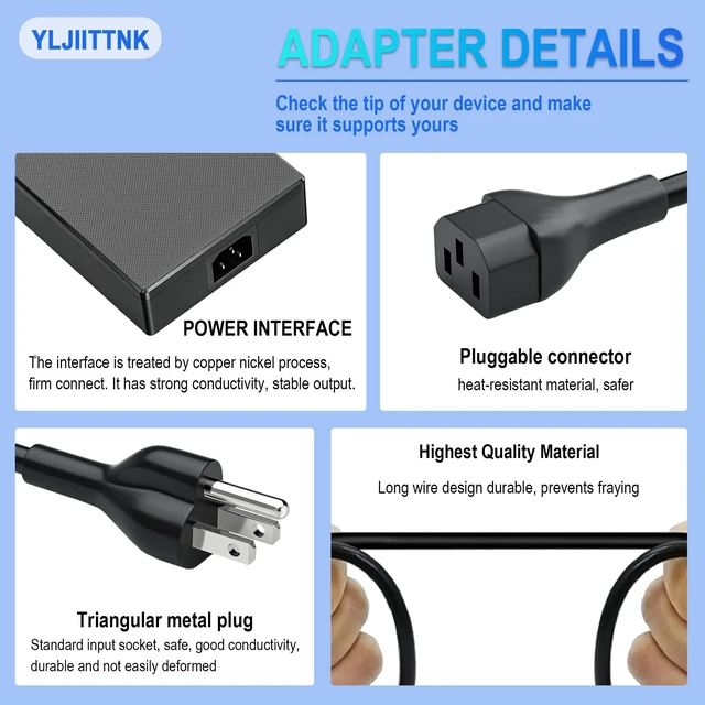 Alt view image 4 of 7 - 240W Gaming Laptop Charger for ASUS ROG Zephyrus TUF Strix Series 6.0x3.7mm Replacement Power Adapter Fit G14 G15 G16 M16 TUF A15 F15 F17 A17 Strix G15 G17 G16 Scar 15 17 laptop ac adapter