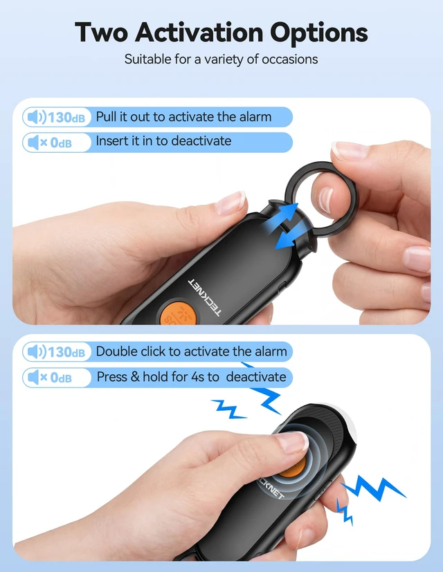 Alt view image 2 of 7 - Personal Safety Alarm, 130dB Rechargeable Alarm Keychain with LED Flashlight, Apple Find My Bluetooth Tracker, Safe Self Defense Alarm Emergency SOS for Women Students & Night Running