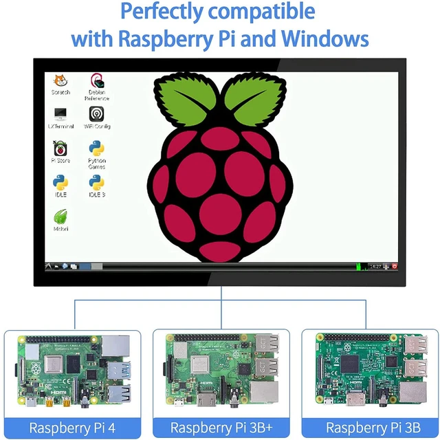 Alt view image 4 of 7 - Raspberry Pi Screen 10.1 Inch Touchscreen Monitor 1024x600 Portable HDMI Monitor 16:9 IPS Screen Display for Raspberry Pi 5/4/3/2/Zero/B/B+ Win11/10/8/7, Free-Driver