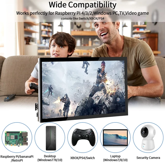 Alt view image 6 of 7 - Raspberry Pi Screen 10.1 Inch Touchscreen Monitor 1024x600 Portable HDMI Monitor 16:9 IPS Screen Display for Raspberry Pi 5/4/3/2/Zero/B/B+ Win11/10/8/7, Free-Driver