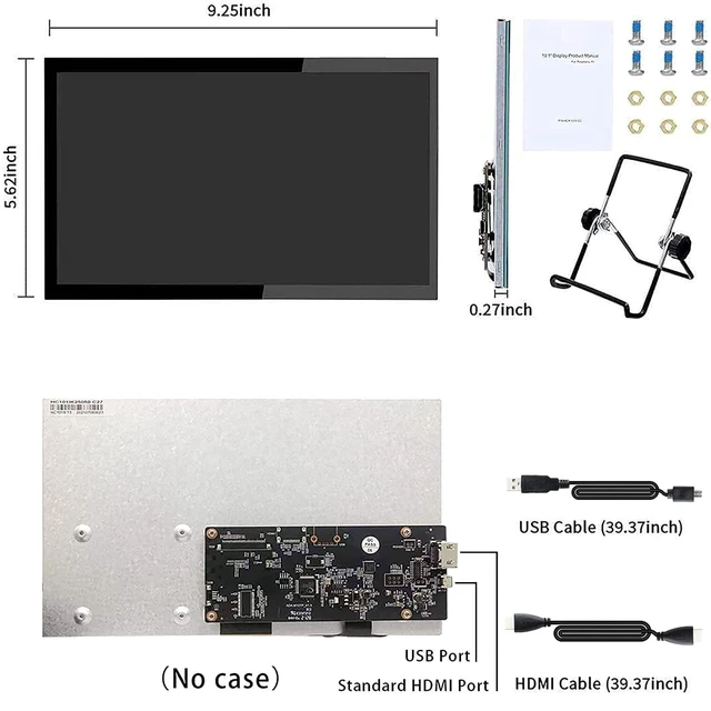 Alt view image 7 of 7 - Raspberry Pi Screen 10.1 Inch Touchscreen Monitor 1024x600 Portable HDMI Monitor 16:9 IPS Screen Display for Raspberry Pi 5/4/3/2/Zero/B/B+ Win11/10/8/7, Free-Driver