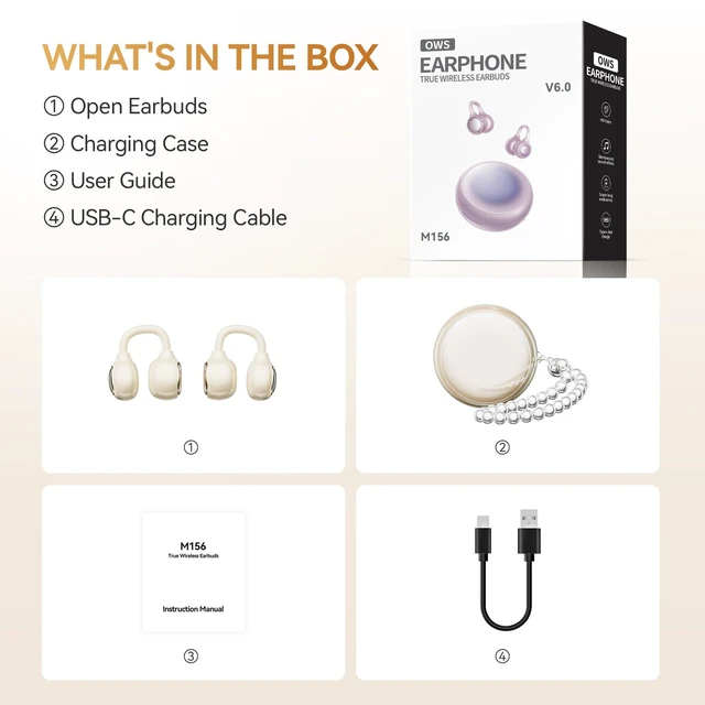 Alt view image 7 of 7 - Open Ear Clip On Earbuds Wireless Headphones with Mirror(Skin) BT 6.0 80H Playtime,IPX5 Waterproof,Touch Control All-Day&Comfort Ideal Pearl chain for Women,Sports,Workouts and Daily Use