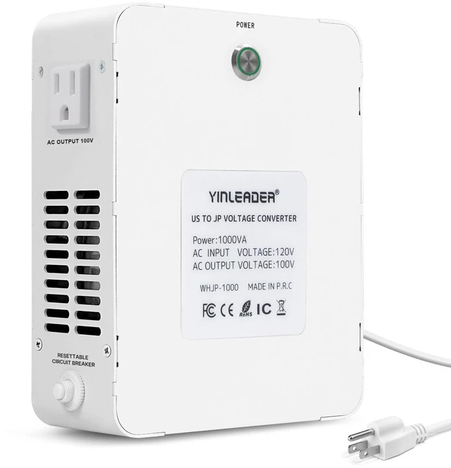 Main image of 1000W US 120V to 100V JP Japan Voltage Converter Step Down Transformer Ideal for Japanese Turntable/Rice Cooker/Mochi Maker/Player/Cassette Deck/Heater/dehumidifier, etc.(White)