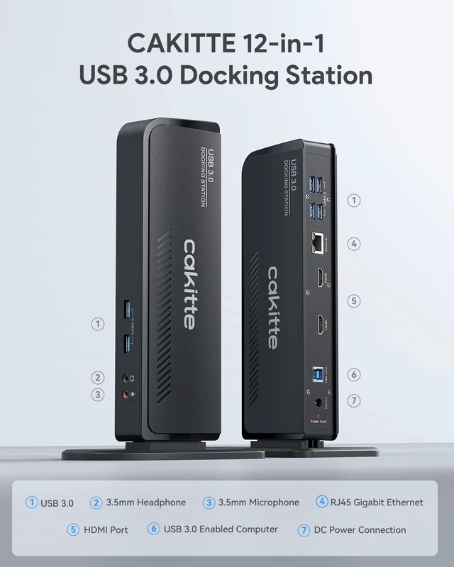 Alt view image 2 of 6 - USB 3.0 Docking Station Dual Monitor, Universal Laptop Docking Station for MacBook & Windows