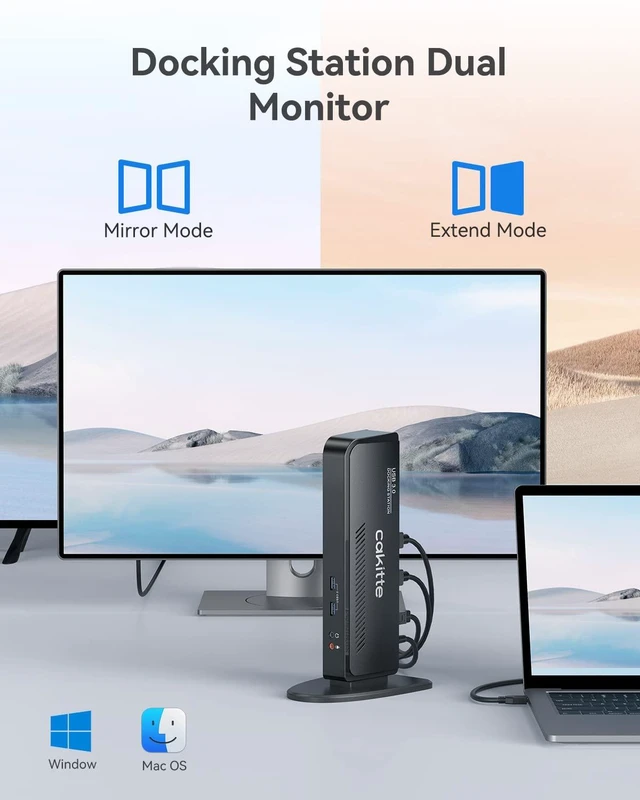 Alt view image 3 of 6 - USB 3.0 Docking Station Dual Monitor, Universal Laptop Docking Station for MacBook & Windows