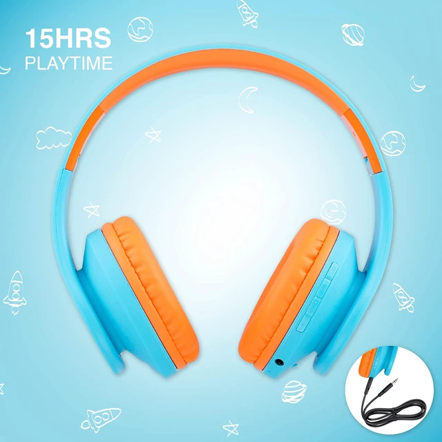 Alt view image 4 of 7 - Kids Headphones Over-Ear, Bluetooth Wireless Headphones for Kids,with Microphone, Safe 85DB Volume Limited, Foldable with Carry Case, Audio Cable, Micro SD mode for Online Classes,PC,Phones