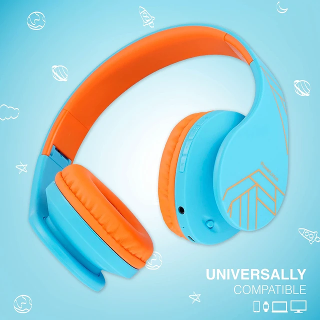 Alt view image 7 of 7 - Kids Headphones Over-Ear, Bluetooth Wireless Headphones for Kids,with Microphone, Safe 85DB Volume Limited, Foldable with Carry Case, Audio Cable, Micro SD mode for Online Classes,PC,Phones