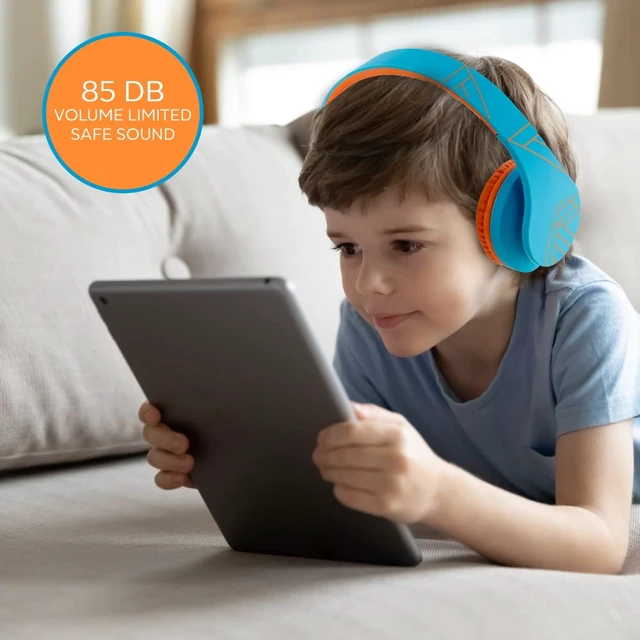 Alt view image 6 of 7 - Kids Headphones Over-Ear, Bluetooth Wireless Headphones for Kids,with Microphone, Safe 85DB Volume Limited, Foldable with Carry Case, Audio Cable, Micro SD mode for Online Classes,PC,Phones