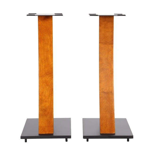 Alt view image 4 of 7 - One Pair Fixed Height Universal Speaker Floor Stands with Real Wood - Cherry - 290 Series