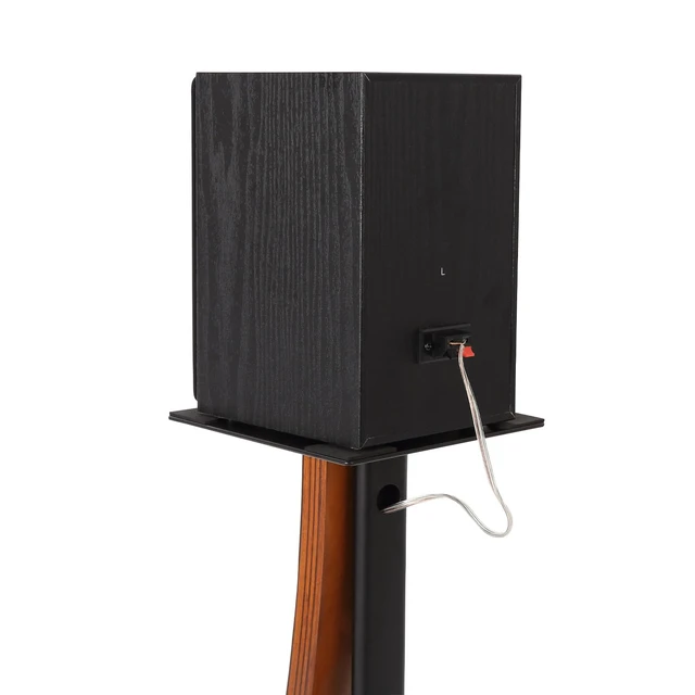 Alt view image 6 of 7 - One Pair Fixed Height Universal Speaker Floor Stands with Real Wood - Cherry - 290 Series