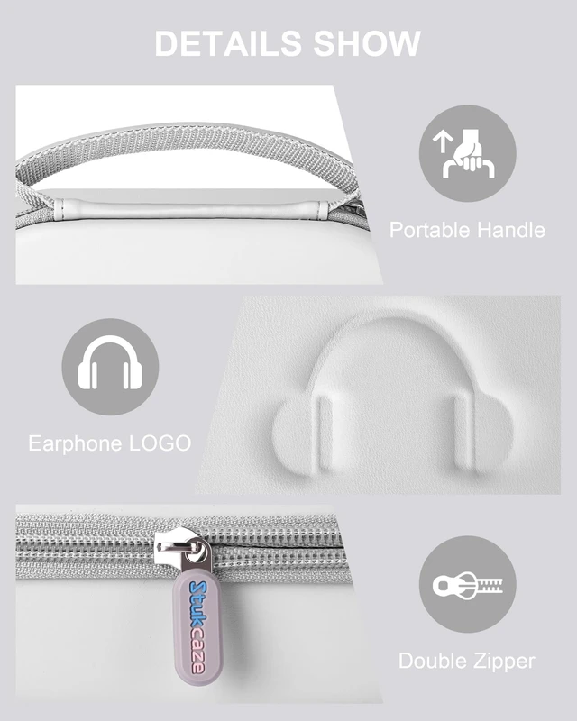Alt view image 6 of 7 - Hard Headphone Case for Sony WH-CH720N / Soundcore by Anker Q20i, Grey Over Ear Headphone Portable Carrying Case, Headphone Storage Protective Case for Travel Home,Handle Strap