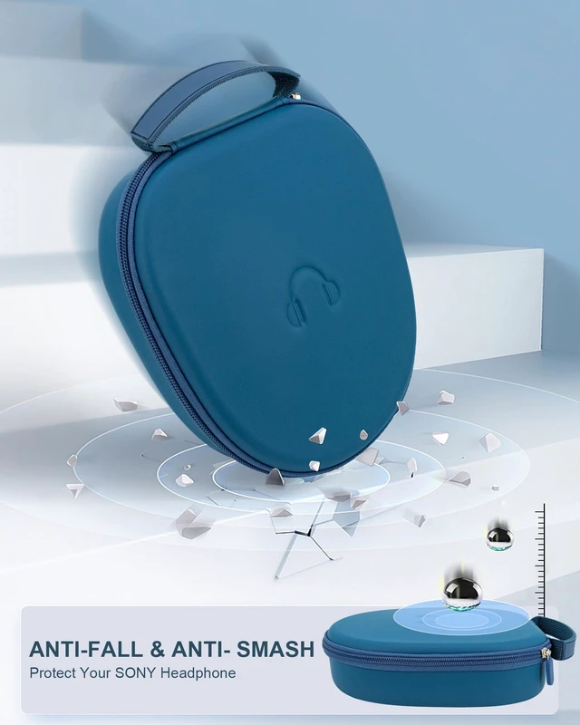 Alt view image 3 of 7 - Hard Headphone Case for Sony WH-CH720N / Soundcore by Anker Q20i, Blue Over Ear Headphone Portable Carrying Case, Headphone Storage Protective Case for Travel Home, Handle Strap