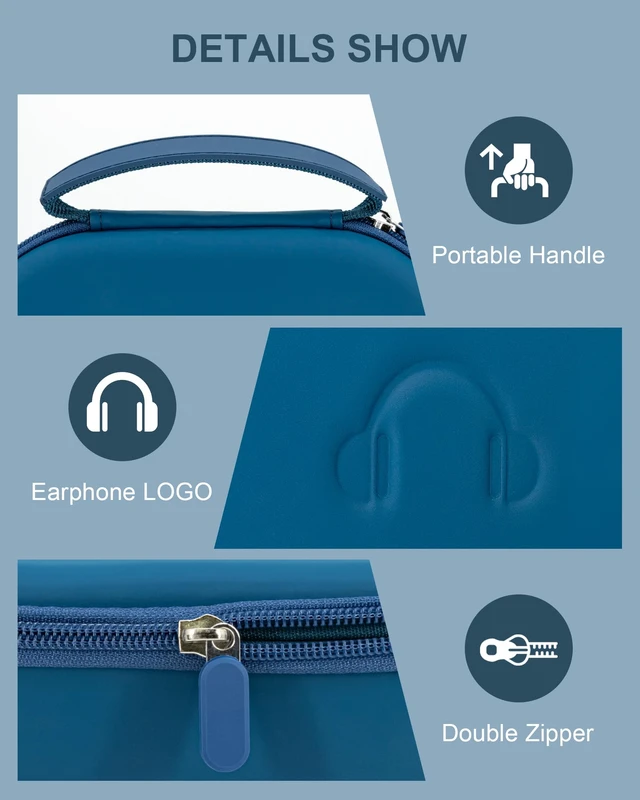 Alt view image 4 of 7 - Hard Headphone Case for Sony WH-CH720N / Soundcore by Anker Q20i, Blue Over Ear Headphone Portable Carrying Case, Headphone Storage Protective Case for Travel Home, Handle Strap