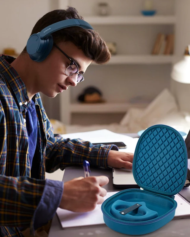 Alt view image 7 of 7 - Hard Headphone Case for Sony WH-CH720N / Soundcore by Anker Q20i, Blue Over Ear Headphone Portable Carrying Case, Headphone Storage Protective Case for Travel Home, Handle Strap