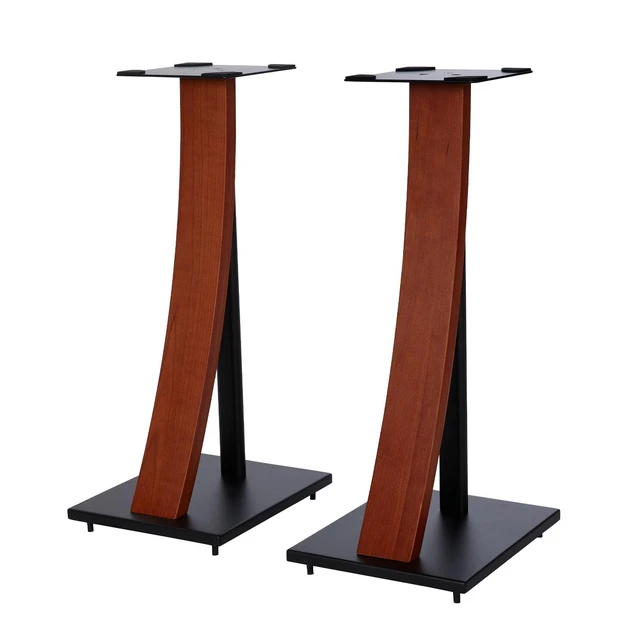 Alt view image 2 of 7 - One Pair Fixed Height Universal Speaker Floor Stands with Real Wood - Cedar - 290 Series