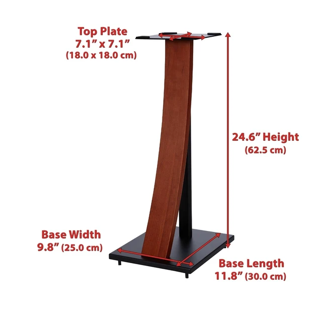 Alt view image 3 of 7 - One Pair Fixed Height Universal Speaker Floor Stands with Real Wood - Cedar - 290 Series