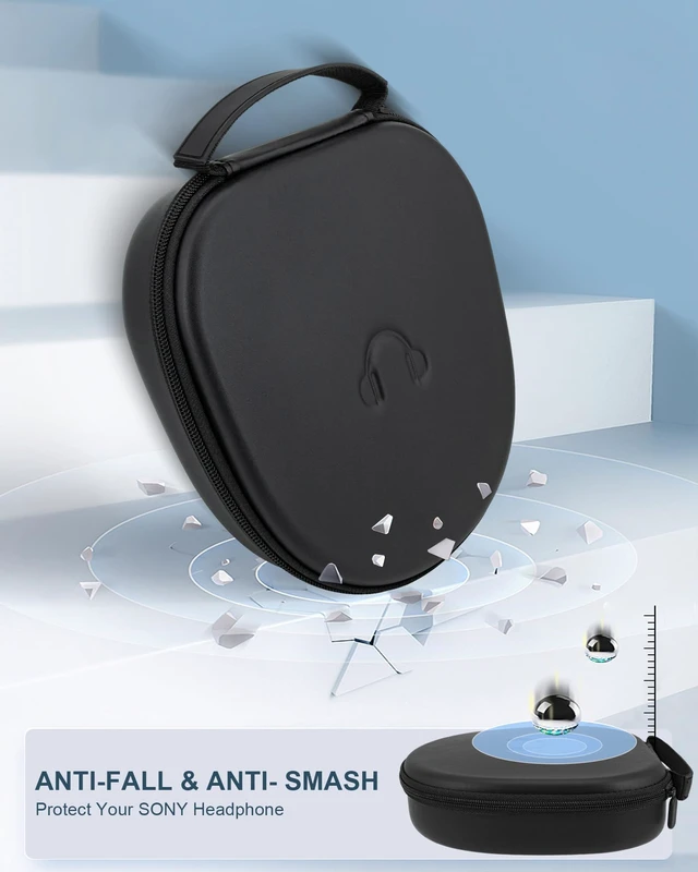 Alt view image 3 of 7 - Hard Headphone Case for Sony WH-CH720N / Soundcore by Anker Q20i, Black Over Ear Headphone Portable Carrying Case, Headphone Storage Protective Case for Travel Home, Handle Strap