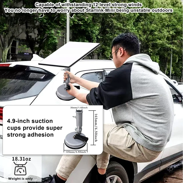 Alt view image 7 of 7 - Windproof Strong Suction Starlink Mini Mount with Connecting Pipe Adjust Outdoor Customization Starlink Mini Suction Cup Mount,ALL-METAL Stable Starlink Mini Accessories for RV, Car Windows,Sunroof