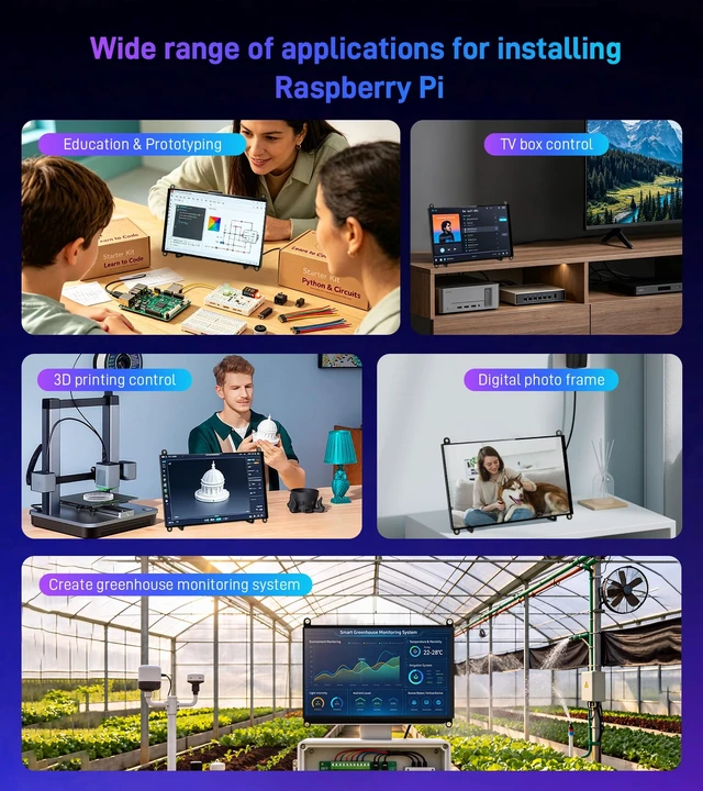 Alt view image 7 of 7 - 8 inch Touchscreen Monitor for Raspberry Pi 5/4/Zero 2 W (Inky) 1280 * 800 Resolution,10 Point Touch,178° Visual Angle,16:10,Dual Speaker,400cd/m² Brightness,10001,60Hz Refresh Rate