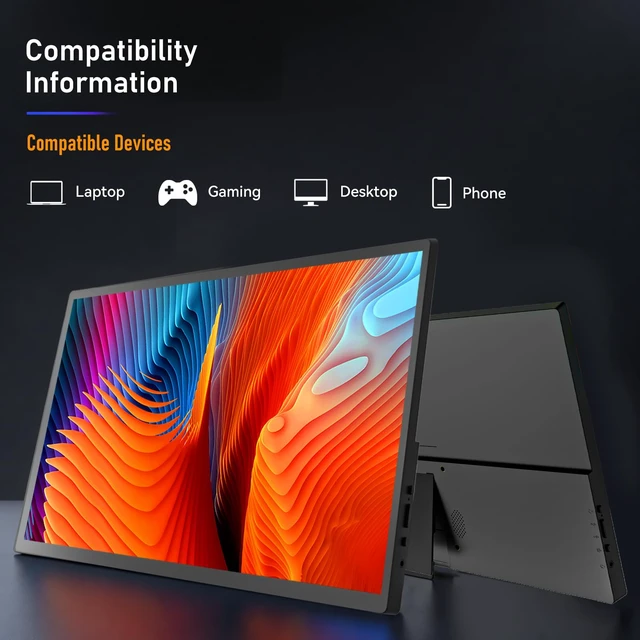 Alt view image 4 of 7 - 13.3 Inch Portable Monitor Laptop Screen Extender 13-inch portable monitor laptop screen extender, plug and play for laptop, phone, switch, pS5/4, xbox (Black, 13.3")