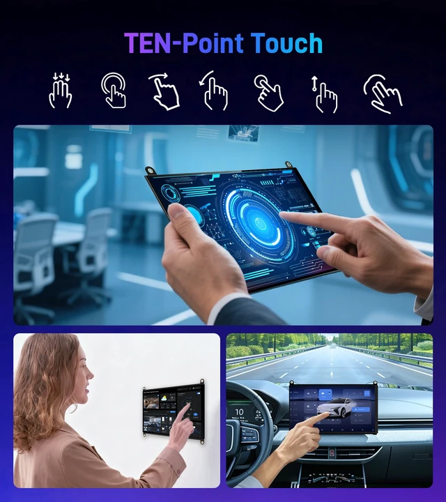 Alt view image 6 of 7 - 8 inch Touchscreen Monitor for Raspberry Pi 5/4/Zero 2 W (Inky) 1280 * 800 Resolution,10 Point Touch,178° Visual Angle,16:10,Dual Speaker,400cd/m² Brightness,10001,60Hz Refresh Rate