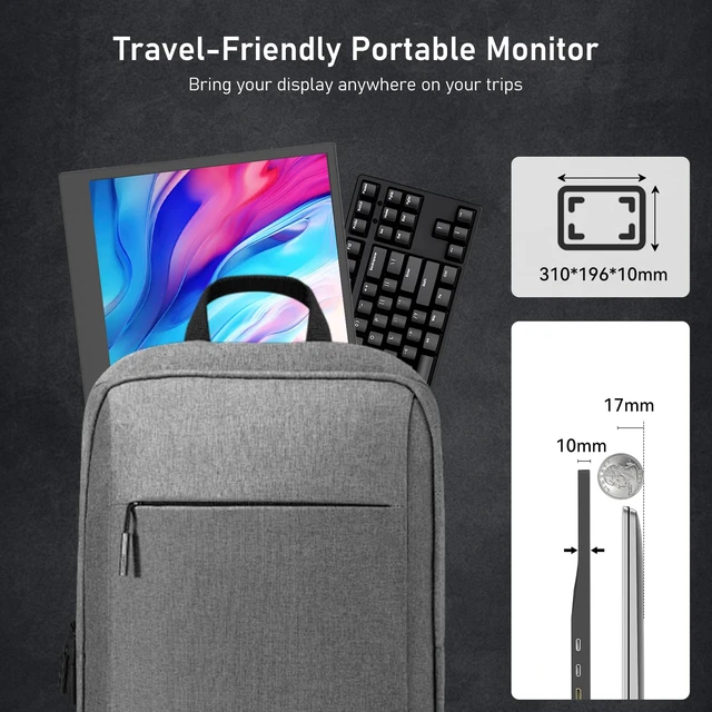 Alt view image 6 of 7 - 13.3 Inch Portable Monitor Laptop Screen Extender 13-inch portable monitor laptop screen extender, plug and play for laptop, phone, switch, pS5/4, xbox (Black, 13.3")