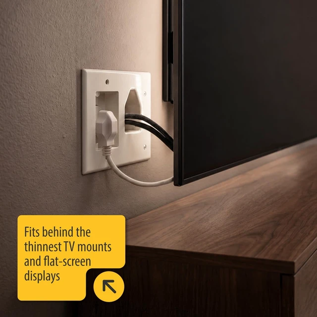 Alt view image 4 of 7 - DataComm Electronics Recessed Pro-Power Kit, in-Wall Cable Management Cord Hider for Power & Low-Voltage Cables for Wall-Mounted TV, Includes Straight Blade Inlet & Romex Wire, 1 Receptacle