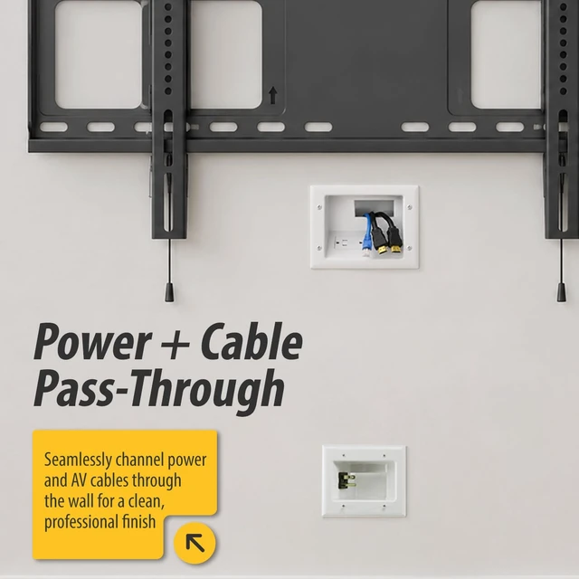 Alt view image 6 of 7 - DataComm Electronics Recessed Pro-Power Kit, in-Wall Cable Management Cord Hider for Power & Low-Voltage Cables for Wall-Mounted TV, Includes Straight Blade Inlet & Romex Wire, 1 Receptacle