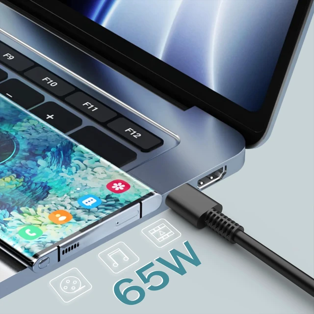 Alt view image 7 of 7 - 65W USB C Laptop Charger Compatible with Lenovo Dell HP Acer Asus Compatible with MacBook Pro Air, Chromebook, Samsung, All USB-C Laptops & Devices Fast Charge Type C Power Adapter