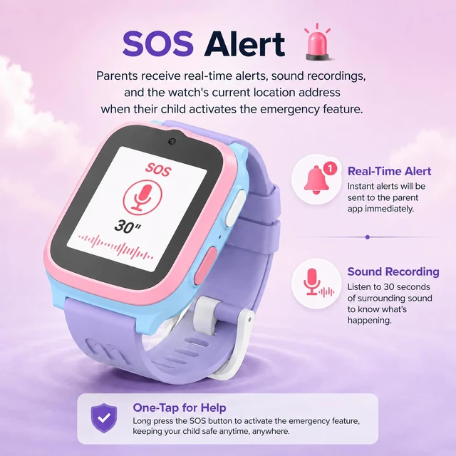Alt view image 6 of 7 - Fone S3+ Kids Smart Watch 4G GPS Smartwatch for Kids, with eSIM Video Voice Call, 2MP Camera, GPS Tracking, Text, Waterproof eSIM Dual Band, Gift for Boys Girls Age 8-12 (Cotton Candy)