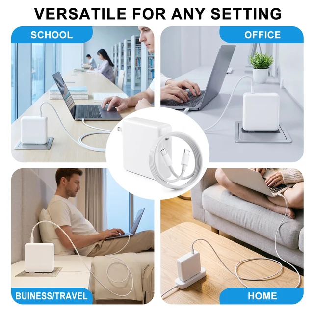 Alt view image 4 of 7 - Mac Book Air Charger - 96W USB C Fast Charger for MacBook Pro Compatible with M1 M2 M3 M4, Ipad Pro, Smart Phone and All USBC Device,Extra a Storage Bag for Travel/School/Business Trip