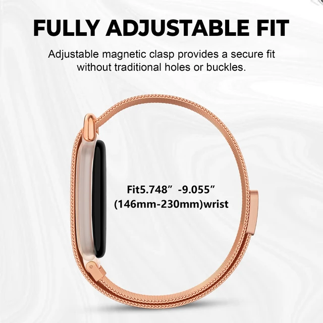 Alt view image 3 of 6 - Magnetic Metal Mesh Band Compatible with Google Fitbit Air, Adjustable Stainless Steel Milanese Loop Replacement Strap for Men and Women