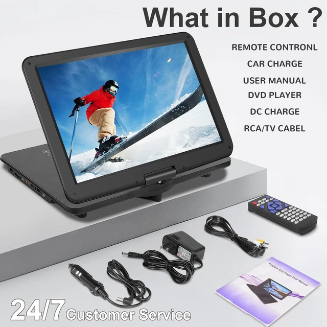 Alt view image 7 of 7 - 19.6" Portable DVD Player with 17.6 Large HD Screen, 4-5Hrs Play, DVD Player Portable with Dual Speaker, Last Memory, Support SYNC TV/USB/SD Card, Play All Discs Format, Black