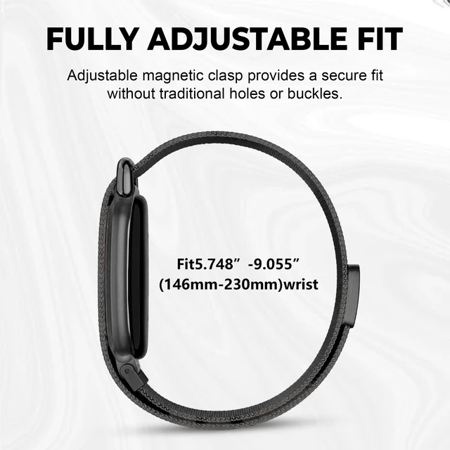 Alt view image 3 of 6 - Magnetic Metal Mesh Band Compatible with Google Fitbit Air, Adjustable Stainless Steel Milanese Loop Replacement Strap for Men and Women