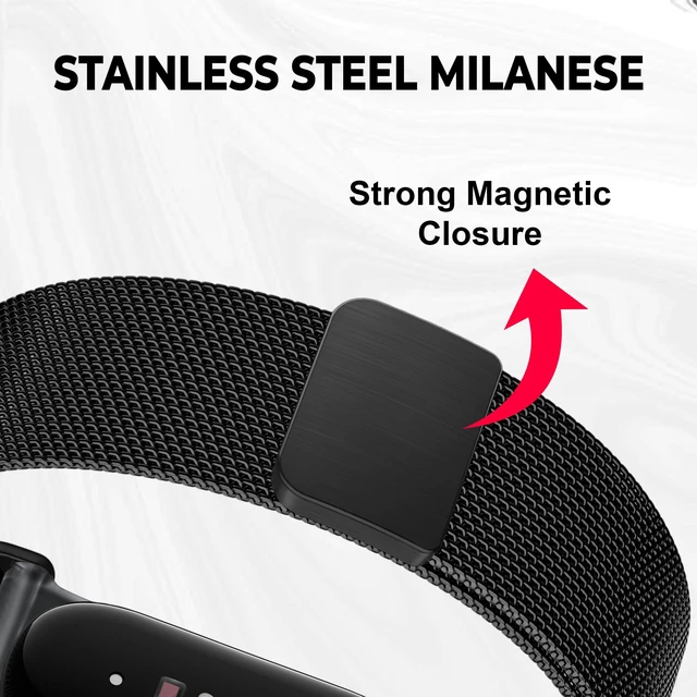 Alt view image 4 of 6 - Magnetic Metal Mesh Band Compatible with Google Fitbit Air, Adjustable Stainless Steel Milanese Loop Replacement Strap for Men and Women