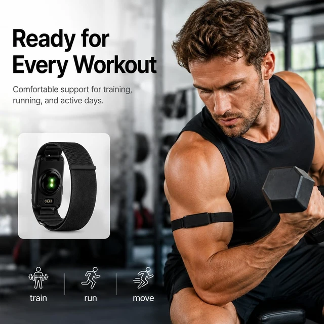 Alt view image 5 of 7 - Bicep Band Compatible with Garmin CIRQA, Adjustable Nylon Arm Strap Upper Arm Wear Breathable Nylon Adjustable Fit Quick Release Washable