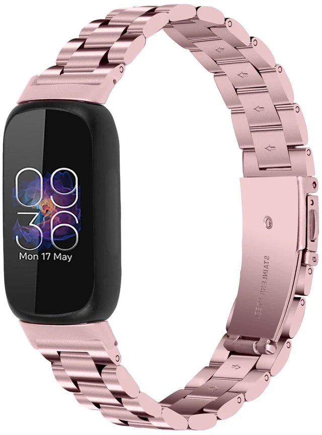 Main image of Stainless Steel Band Compatible with Fitbit Inspire 3, Adjustable Metal Watch Bands BraceletsWristband Replacement for Women Men (Rose Pink)