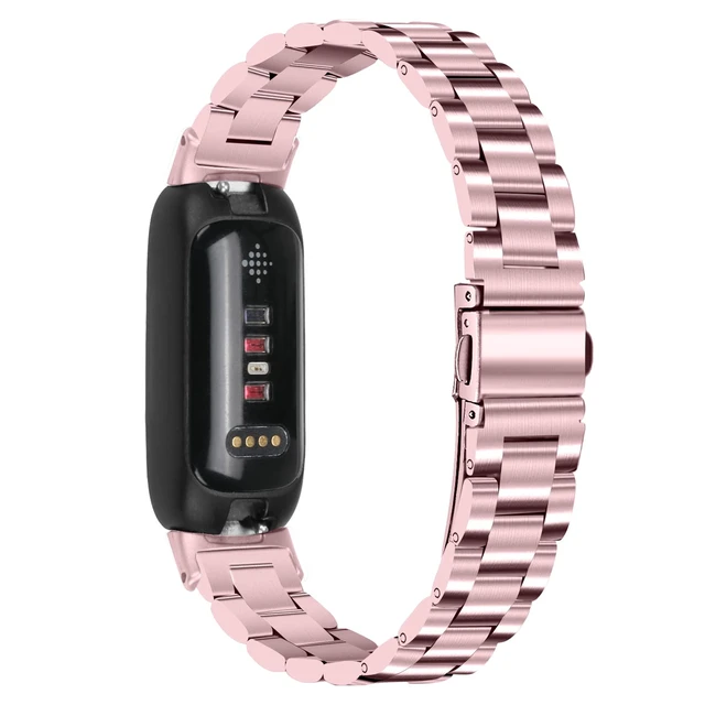 Alt view image 2 of 6 - Stainless Steel Band Compatible with Fitbit Inspire 3, Adjustable Metal Watch Bands BraceletsWristband Replacement for Women Men (Rose Pink)